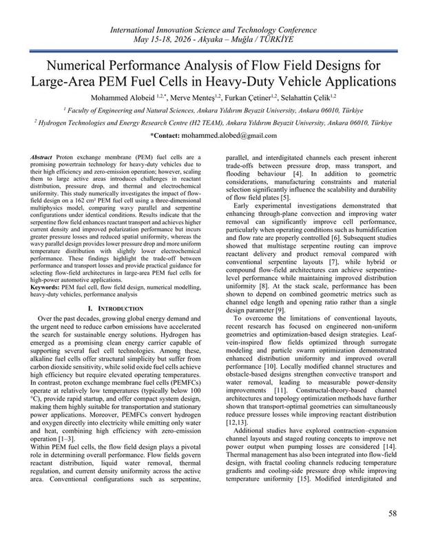 First page of the conference paper on flow field designs for large area PEM fuel cells